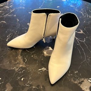 Sam Edelman Kitten Heel White Leather Booties - 6.5